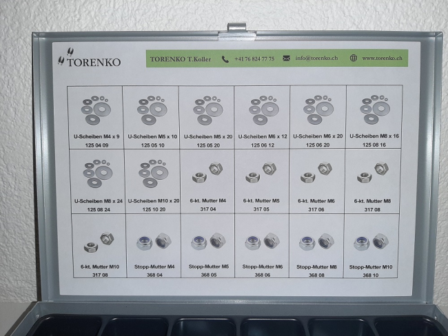 Sortiment Muttern und U-Scheiben 820-tlg.
